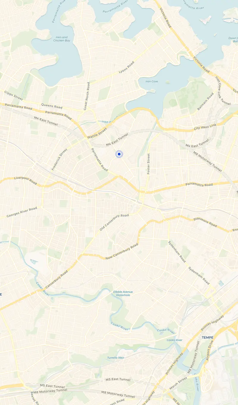 Map of the Haberfield service area and the surrounding suburbs we cover.